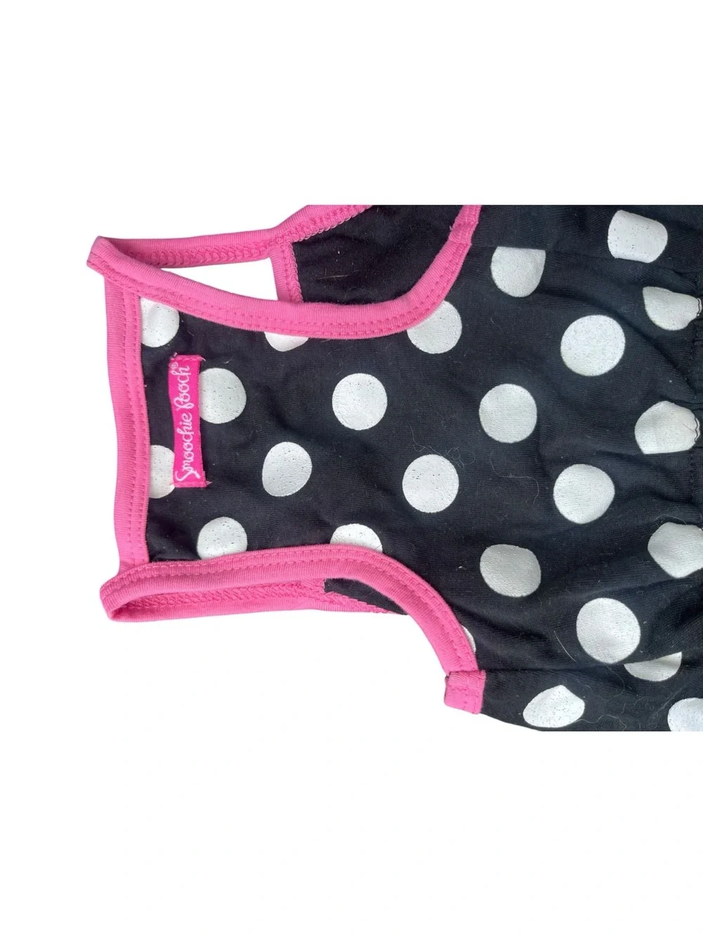 Smoochie Pooch A Simply She Brand Black Polka Dot Ruffle Dress with Pink Trim